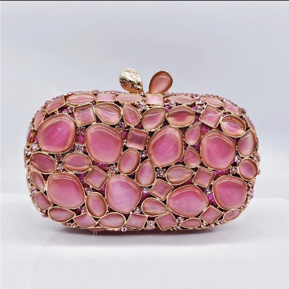Brand New never used Pink crystal clutch bag. Bling luxury vintage style handbag